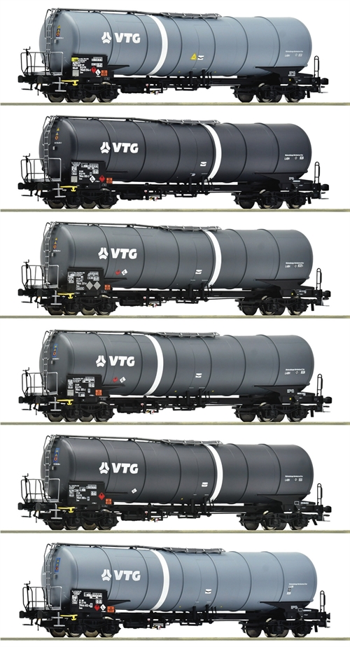 Roco 6600007 6-part display with VTG tank cars, ep VI, H0