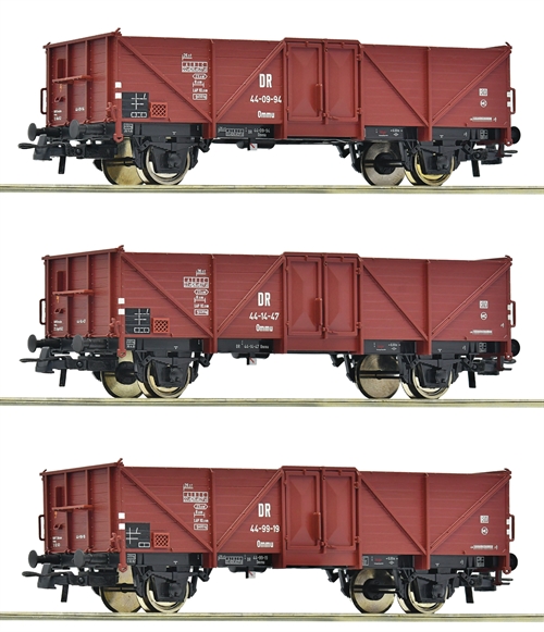 Roco 6600115 3-piece set: open freight cars, DR