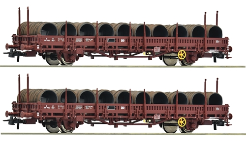 Roco 6600119 2-piece set: Railcars loaded with wire rollers, SNCF, ep IV