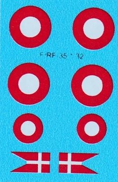DMC Decals RF-35 Draken RDAF Danish flags and cockades 1:32