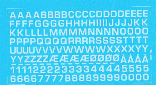 DMC Decals 42H RDAF letters and numbers - white decals, 5 mm high