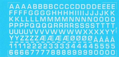 DMC Decals 41H RDAF letters and numbers - white decals, 6 mm high