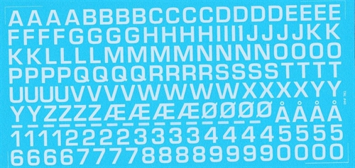 DMC Decals 40H RDAF letters and numbers - white decals, 9 mm high