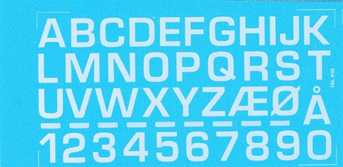 DMC Decals 32H RDAF letters and numbers - white decals, 12 mm high