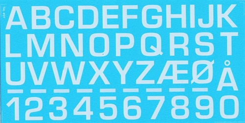 DMC Decals 27H RDAF letters and numbers - white decals, 16 mm high