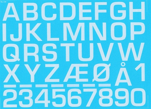 DMC Decals 39H RDAF letters and numbers - white decals, 24 mm high
