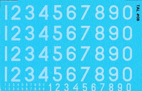 DMC Decals 08H RDAF numbers - white decals, 7 mm high