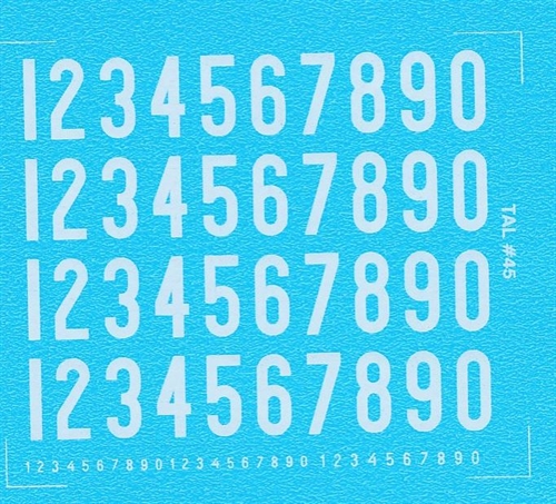 DMC Decals 45H RDAF numbers - white decals, 8 mm high