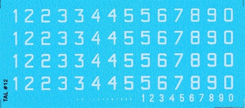 DMC Decals 12H RDAF numbers - white decals, 5 mm high
