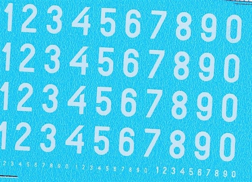 DMC Decals 07H RDAF numbers - white decals, 6.5 mm high