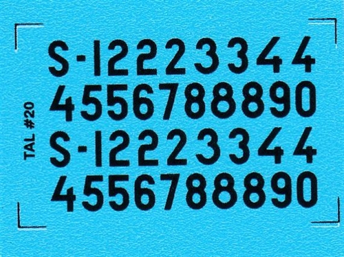  DMC Decals 20S RDAF numbers - black decals, 5 mm high