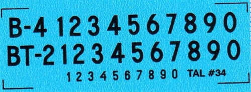  DMC Decals 34S RDAF letters and numbers - black decals, 4 mm high