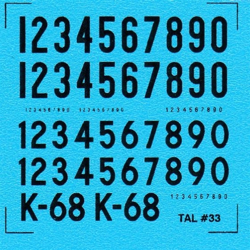 DMC Decals 33S RDAF numbers - black decals, 7 mm high