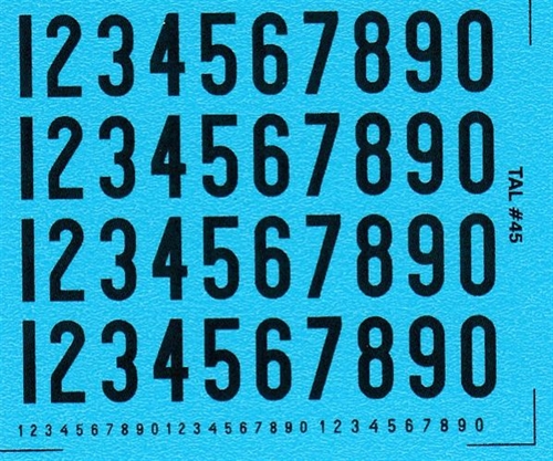 DMC Decals 45S RDAF numbers - black decals, 8 mm high