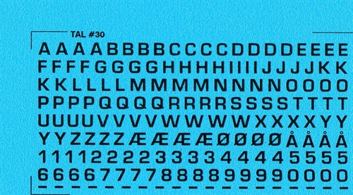  DMC Decals 30S RDAF letters and numbers - black decals, 3 mm high