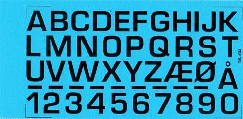  DMC Decals 32S RDAF letters and numbers - black decals, 12 mm high