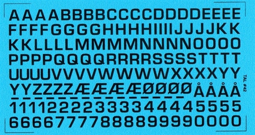  DMC Decals 42S RDAF letters and numbers - black decals, 5 mm high