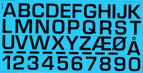 DMC Decals 26S RDAF letters and numbers - black decals, 20 mm high