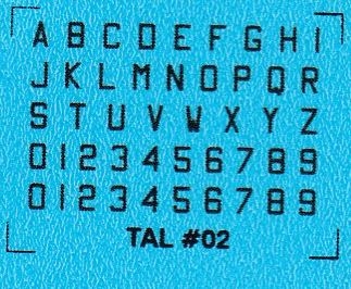 DMC Decals 02S RDAF letters and numbers - black decals, 2 mm high