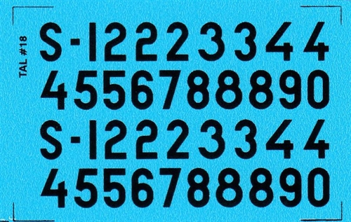 DMC Decals 18S RDAF numbers - black decals, 7 mm high