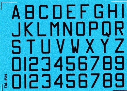  DMC Decals 24S RDAF letters and numbers - black decals, 8 mm high