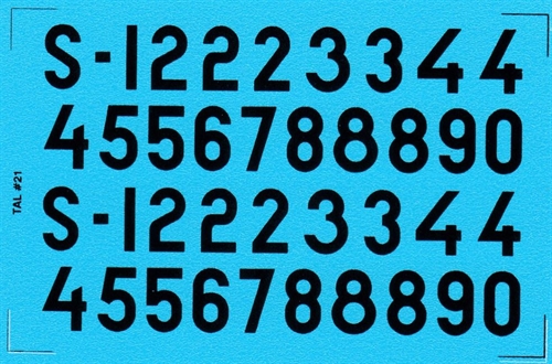  DMC Decals 21S RDAF letters and numbers - black decals, 12 mm high
