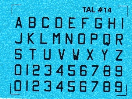DMC Decals 14S RDAF letters and numbers - black decals, 3 mm high