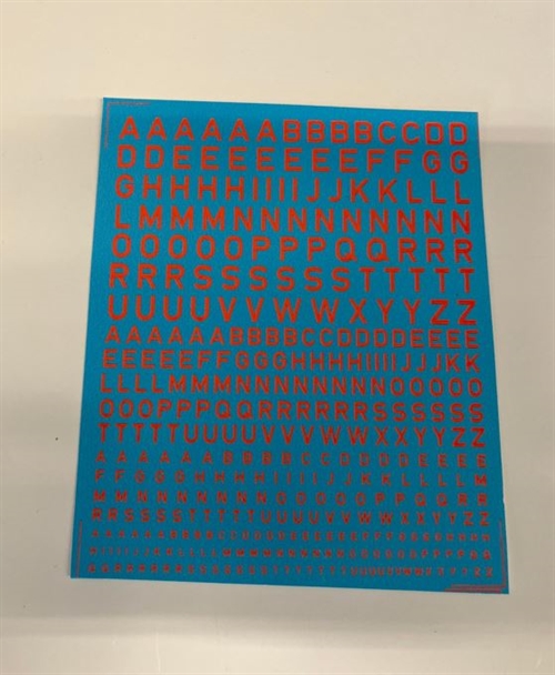 DMC Decals B21 Letters, mixed sizes, red fluorescent