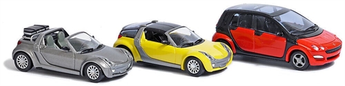 Busch 1610 Set of 3 Smart Cars, H0