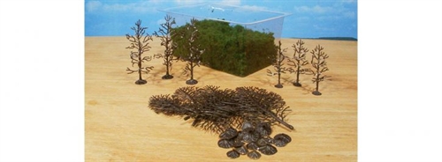 Heki 1972 Trees 6-12 cm + flock, 15 pieces, H0