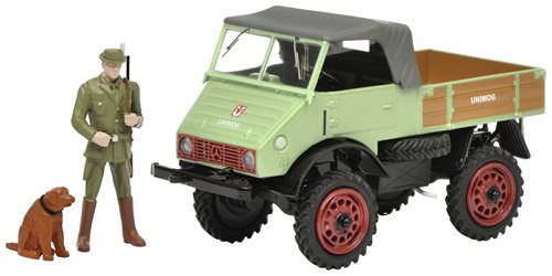 Schuco 54800 MB Unimog 401 with Hunter and Dog 1/43