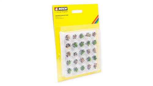 Noch 06921 Profi grass tufts, dry grass. Green and beige, with grey stones, 25 pieces, 6 mm