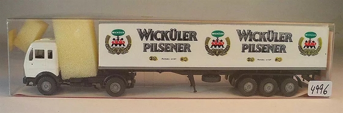 Roskopf RMM 1/87 No. 502 Mercedes Benz Semitrailer Wicküler Pils, H0