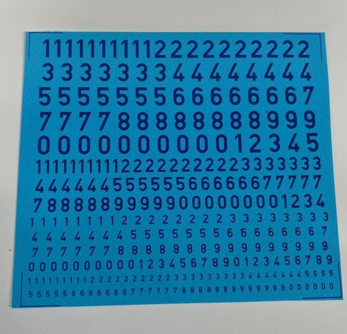 DMC Decals T14 Numbers, mixed sizes, blue