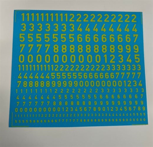 DMC Decals T20 Numbers, mixed sizes, yellow fluorescent