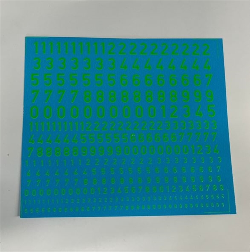 DMC Decals T22 Numbers, mixed sizes, green fluorescent